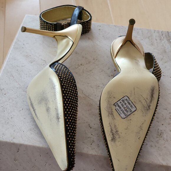 Vintage Roberto Cavalli Studded Ankle Strap heels sz 39 - Picture 10 of 11